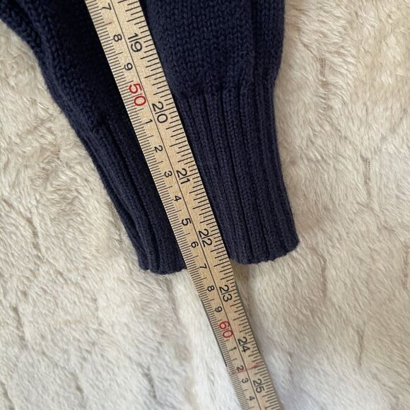 Oscar De‎ La Renta Sweater Men's Size Large Cable Knit Pullover Navy Ribbed - Picture 6 of 7